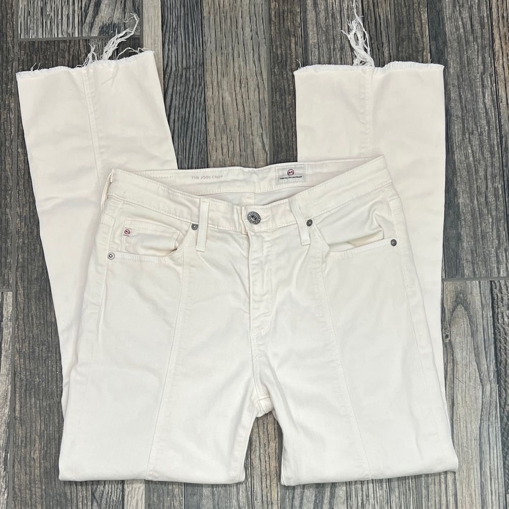 🔥 AG Adriano Goldschmied Jody Crop Cream Ankle Designer Jeans Size 26 - GUC